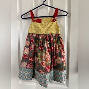 Matilda Jane Serendipity Floral Sleeveless Apron Dress 8 EUC
